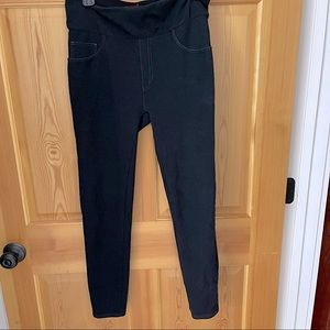 Spanx black jegging leggings jeans XL with pockets and faux front